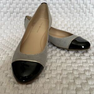 Vintage Tommy Hilfiger NIB Black and White Striped Ballet Flats 7M
